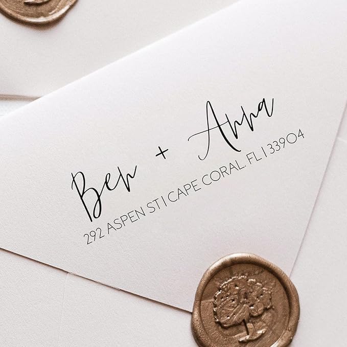 Self Inking Modern Address Stamps | Custom Return Address Stamper (Modern Brush Script, Xtra Wide)
