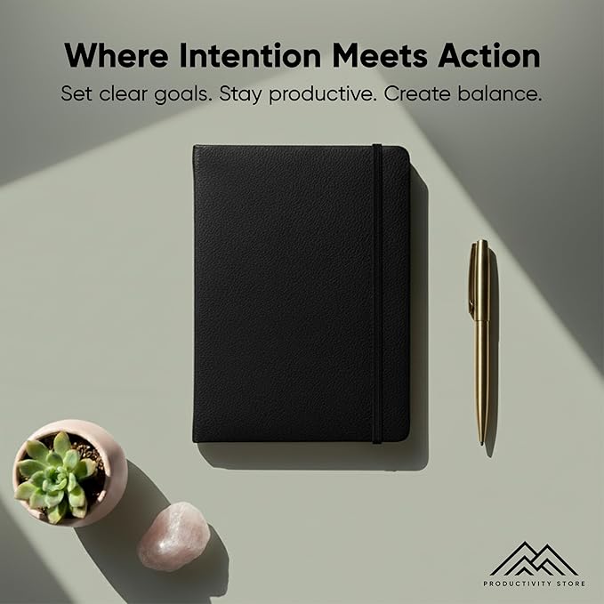 PRODUCTIVITY STORE Pro - Undated, 2026 Planner, 5.8” x 8.3” - The #1 Productivity Planner to Achieve Your 2026 Goals - Planner 2026-2027 - Black - A5