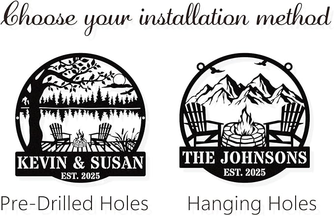 Personalized Mountain Campfire Sign, Custom Fire Pit & Campsite Decor, Metal Outdoor Camping Sign, Personalized Camping Gifts, Custom Campfire Name Sign, Camper Decor, Unique Outdoor Wall Art