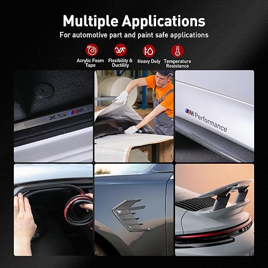Automotive Acrylic Plus Attachment Tape 0.39" x 18Ft Made of 3M Double Sided Tape PT1100 Heavy Duty for Moldings Claddings Panels Pads and Other Car Automotive Applications