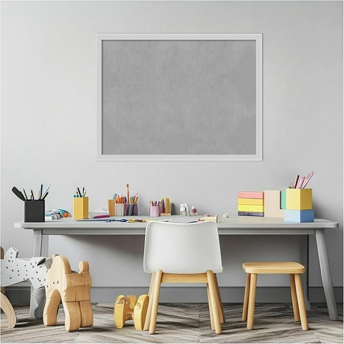 Amanti Art Silver Framed Magnetic Board 19x25 Medium Vision Board for use with Magnets, 100% Metal Sheet to Display Items as Office Decor or for Home Organization in mudroom, Kitchen or Kids Room