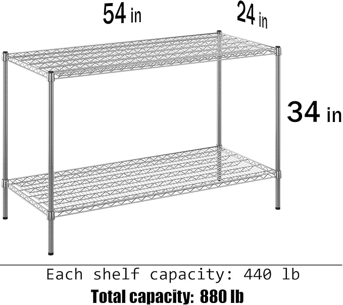 Regal Altair 24" Deep x 54" Wide x 34" Height Wire Shelving Kit | 2-Tier | NSF Commercial Storage Rack Unit