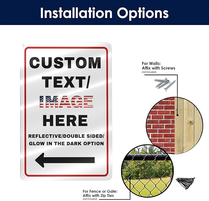 Custom Directional Arrow Sign Large, 36''x30'' Glow in the Dark/Reflective Option, Personalized Metal Address Plaque, Customize for Business Logo, Office, Home, Yard, Outdoor