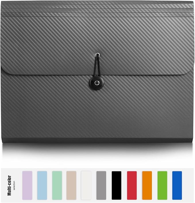 Nicfaec Expanding File Folder, File Organizer,13 Pockets, Grey, File Organizer Accordion Filing Folder for Documents, Aesthetic Paper Organizer Folder for Work, School, Home, Office