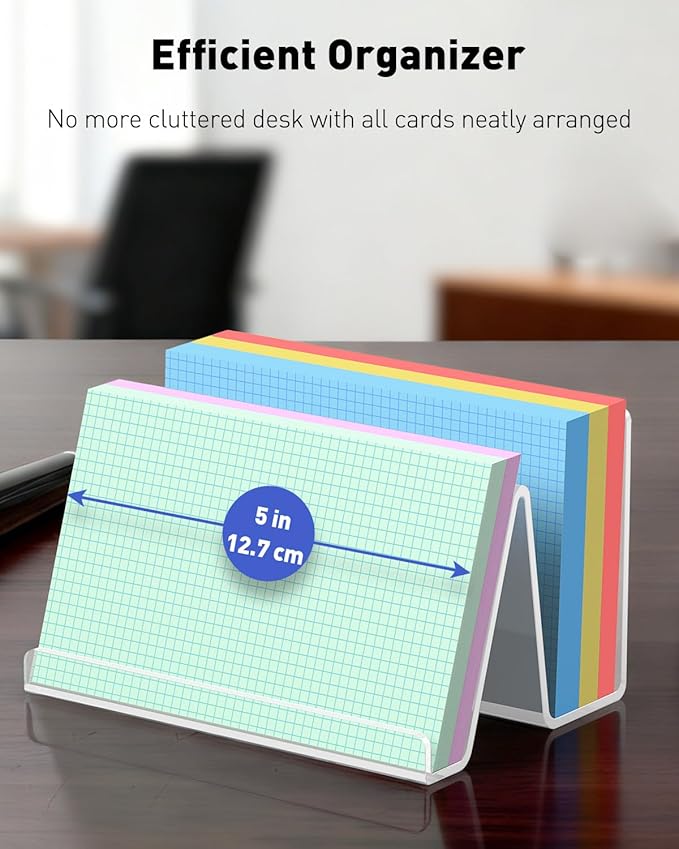 Uniclife 2 Pack 3x5 Index Card Holder, 5" x 3.2" x 3.2", Clear Acrylic Index Card Display Stand, Index Card Organizer, Postcard Holder, Horizontal Business Card Holder for Desk, 200 Card Capacity