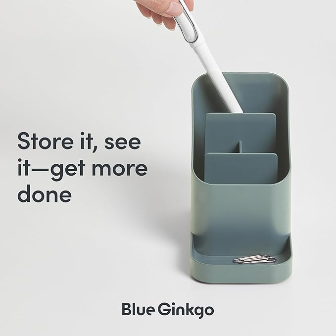 BLUE GINKGO Desk Holder – Korean-Made Office Organizer for Pencils, Pens, Notes, and Desk Supplies (Green)