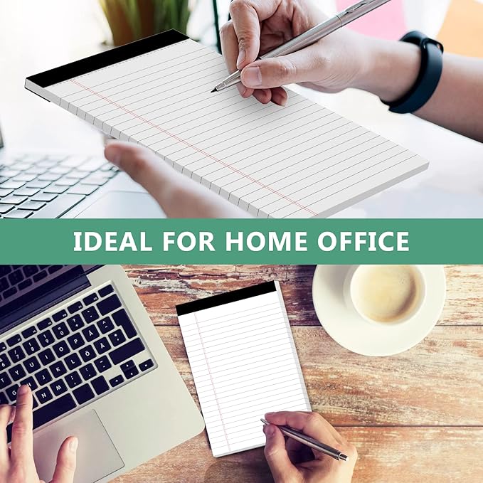 Legal Pads 5×8 Inch Notepad, 12 Pack Note Pads College Ruled Perforated Memo Pad for Work Study Daily Note Taking List, Lined Writing Pads Memo Refills Notepads for Office Home School, 30 Sheet/Pad