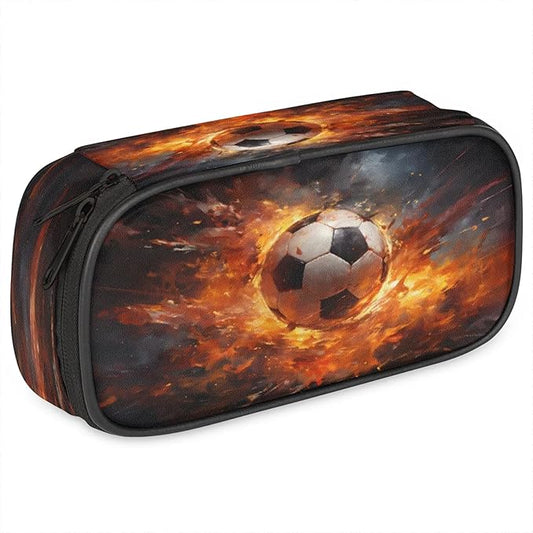 Pardick Football Fire Pencil Case，Big Capacity Pencil Pouch Coin Pouch Stationery Organizer For Teen School