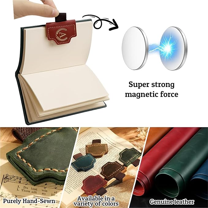 Personalized Mark Bookmark with Pen Holder, Leather Magnetic Book Marker 26 Letters,Custom Initials Page Marks, Gifts for Book Lovers Readers Men Women (Pink, G)