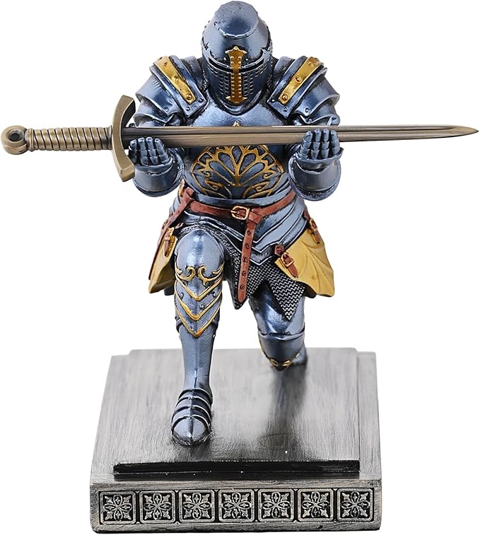 NCQIXIAO Templar Vanguard Soldier Pen Holder Pencil Stand Desk Organizers and Accessories as Gift for Medieval Warrior Enthusiast (Blue)