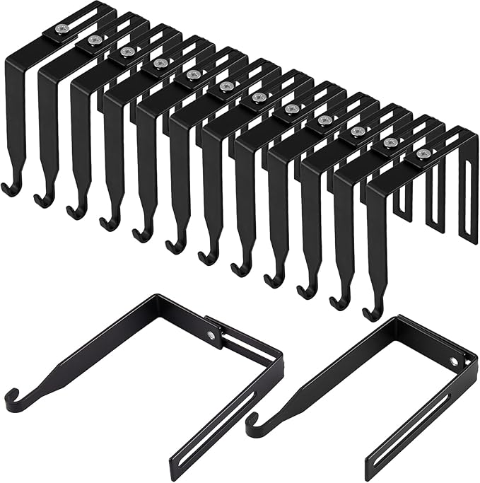 Amylove 12 Pcs Adjustable Cubicle Hanger Universal Partition Metal Cubicle Hooks Door Hanger, Adjusted to Fit Panels with 1 3/8 Inch to 3 1/2 Inch Thickness for Office Whiteboard (Black)