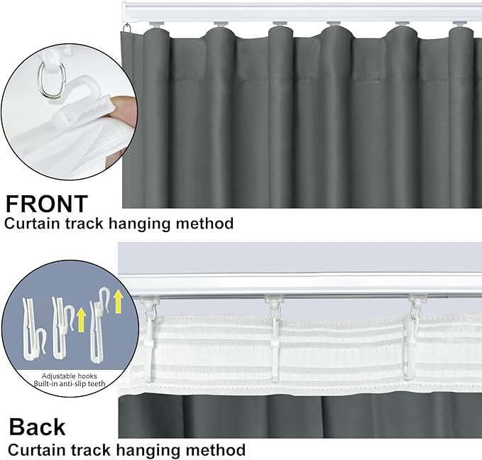 Cbsroro Room Divider Blackout Curtain Track Curtains Wall Dividers Panels Screen for Living Rooms Bedroom Office Privacy Partition Separation, W150 × L96 Inch,1 Panel, Grey