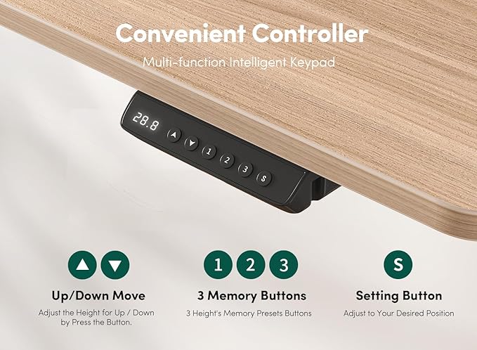 FEZIBO 55" Electric Standing Desk with Shelves, 55x24 Inches Sit Stand Rising Computer Desk with Monitor Shelf, Home Office Desks with Hook, Adjustable Height Stand Up Workstation Table, Light Walnut