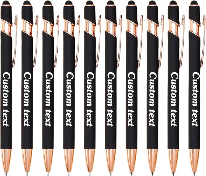CRME Personalized Pens with Stylus Custom Pens in Bulk Customized Pen Engraved with Name Business Logo Multi Colors Ideal for Birthday School Party Metal Material Office Supplies for Women and Men
