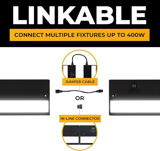 LED Under Cabinet Lighting Hardwired - 3CCT 40 Inch Black Finish - Undercabinet Lights for Kitchen - Linkable Undercounter Dimmable Plug in Light or Hard Wired - Under Counter Fixture Direct Wire