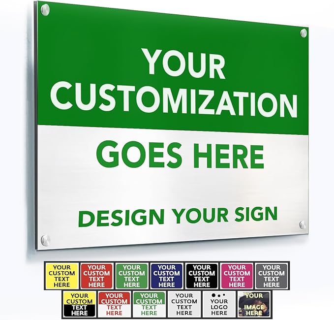 SPEEDYOOKS Custom Outdoor Metal Sign, Personalized Aluminum, Customized Safety, Business, Waterproof - White Aluminum (Green & White, 36x24 In)