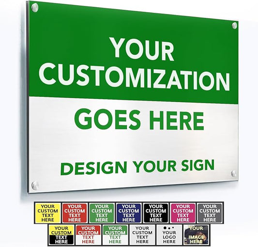 Custom Outdoor Metal Sign - Personalized Aluminum Safety and Business Sign, Waterproof (Green & White, 14x10 In)
