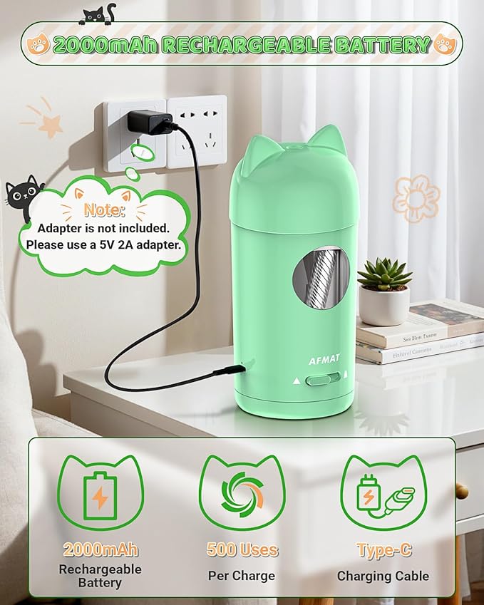 AFMAT Electric Pencil Sharpener, Fully Automatic Pencil Sharpener for φ7-8mm No.2/Colored Pencils, Auto in & Out, Rechargeable & Cordless, Hands-Free Colored Pencil Sharpeners for Classroom Home PSX9