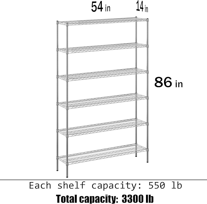Regal Altair 14" Deep x 54" Wide x 86" Height Wire Shelving Kit | 6-Tier | NSF Commercial Storage Rack Unit