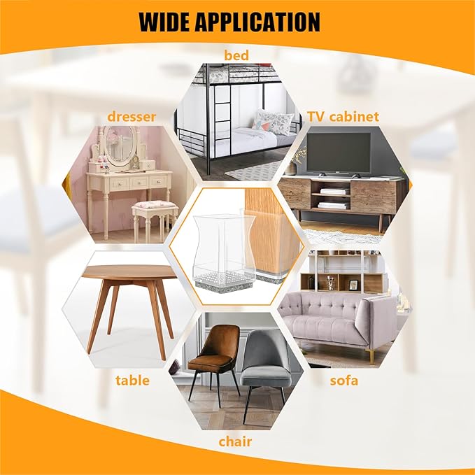 Clear Square Chair Leg Protector for Hardwood Floors, 16Pcs Silicone Furniture Legs Caps to Prevent Floor from Scratches and Reduce Noise, Easy to Move(1 1/4 Inch)