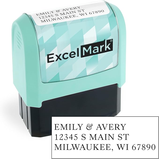 ExcelMark Address Stamp - Custom Return Address Stamp with Elegant Designs, Vibrant Colors & Patterns – Perfect for Mail, Invitations & Gifts (Seafoam Mount, Everyday Elegance)