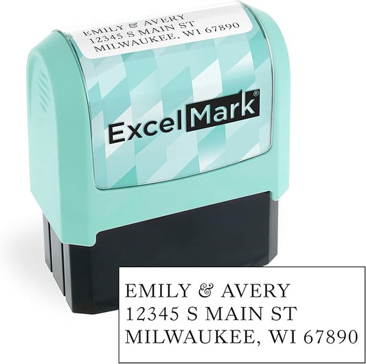 ExcelMark Address Stamp - Custom Return Address Stamp with Elegant Designs, Vibrant Colors & Patterns – Perfect for Mail, Invitations & Gifts (Seafoam Mount, Everyday Elegance)
