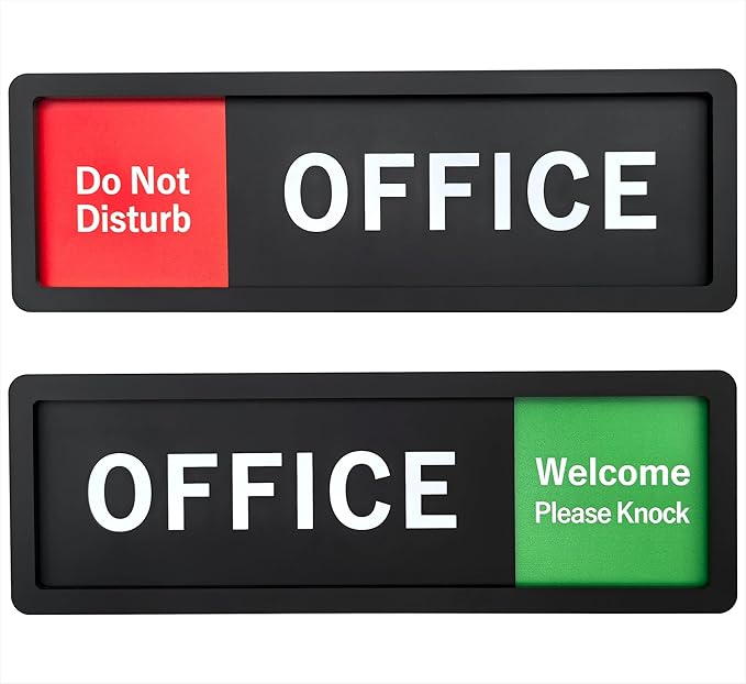 Office Sign – Do Not Disturb/Knock Welcome Slide Switch Sign, Premium Durable Acrylic Material, Super Strong Self-Adhesive, Quick Installation, Suitable For Your Home And Business (9×3 Inches, Black)