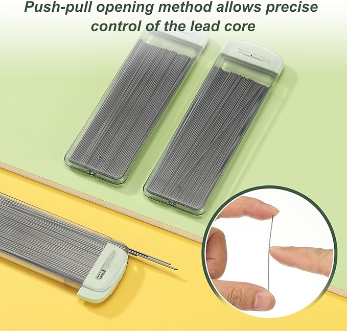PATIKIL 600Pcs 2B Mechanical Pencil Lead, 0.7mm Black Lead Refill Break Resistant Pencil Refills for Writing Office Supplies, Green
