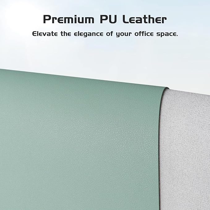 Aothia Leather Desk Pad Protector - Large Mouse Pad, Office Mat, Non-Slip PU Leather Blotter, Laptop Desk Pad, Waterproof Writing Pad for Office and Home (Light Blue, 38" x 13.7")