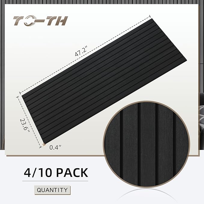 TO-TH Wood-Look Acoustic Panel, 4 Pack 47.2” x 23.6” Soundproof Wall Panels, Decorative Sound Absorbers Large Acoustic Panels for Home, Office, Basement, Smoky