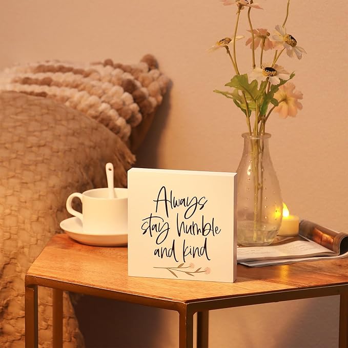 3 PCS Inspirational Wooden Box Signs for Home, Office, Desk Decor, Motivational Affirmations with Rustic Design for Living Room, Bedroom, Kitchen