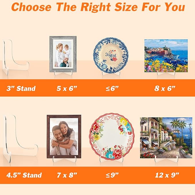 Dooiclear 5 Pack Acrylic Display Stand, Plate Stand for Display, Clear Easel Stand, Display Holder for Card, Frame, Picture, Magazine, Book, CD, Phone (Small/ 3 Inch)