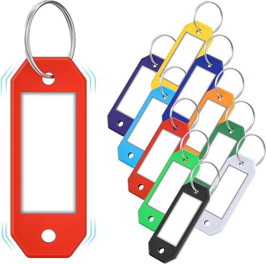 ttstar Hexagon Key Tags with Labels – 10 Pack Color-Coded Keychain Tags with Ring, Writable Label Window for Key Organization, ID and Name Tags for Home or Office