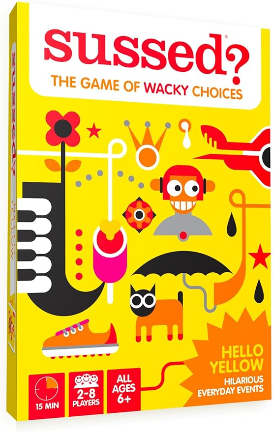 SUSSED The Wacky ‘What Would You Do?’ Social Card Game - Kids Stocking Stuffer & Family Travel Game for Boys & Girls - Fun & Easy to Play - All Ages 6 and Up - Hello Yellow Deck