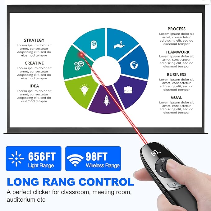 [Timer LCD Display] Wireless Presenter USB C Presentation Clicker Remote w Laser Pointer,Long Range Power Point Clicker Slide Clicker for Office Classroom Teacher