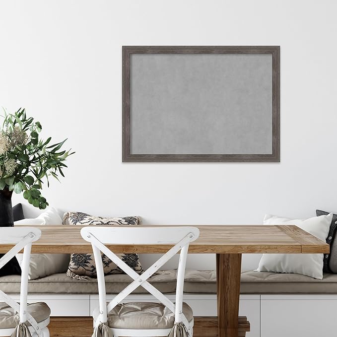 Amanti Art Grey Framed Magnetic Board 23x31 Medium Vision Board for use with Magnets, 100% Metal Sheet to Display Items as Office Decor or for Home Organization in mudroom, Kitchen or Kids Room