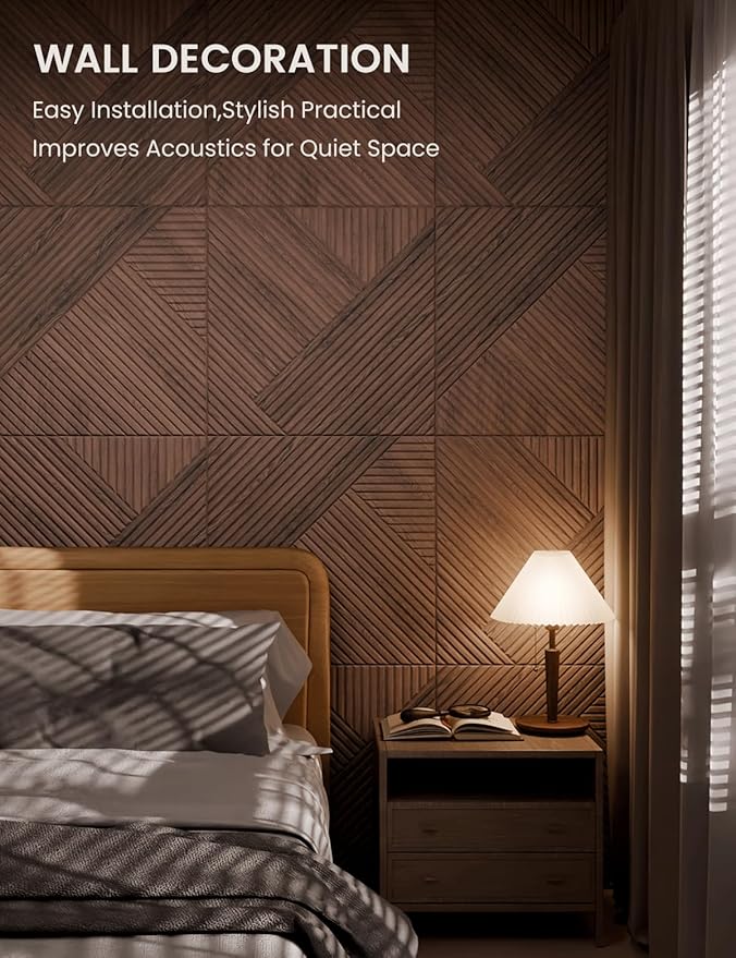 Fluxynara Large Felt Bulletin Board,Cork Board Alternative 70.87'' x 47.24'' Art Acoustical Wall Panels-6 Pack with 60 Adhesive Tabs,for Recording Studio/Home Offices-Walnut/Diamond