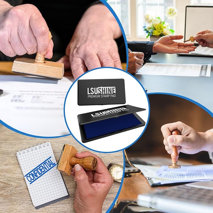 Large Stamp Pad, 6.1 x 3.4 Inch Blue Ink Pad Premium Quality Felt Pad Rubber Stamp Ink Pad for Office, Home