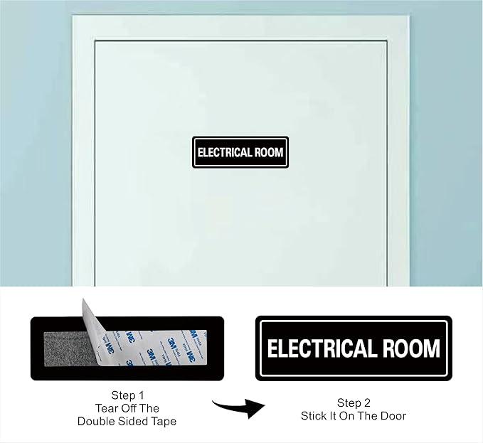 Electrical Room Sign - Premium Durable Acrylic Material, Ultra-strong Self-adhesive, Quick Installation, Suitable for Your Home and Business (9×3 Inches Black).