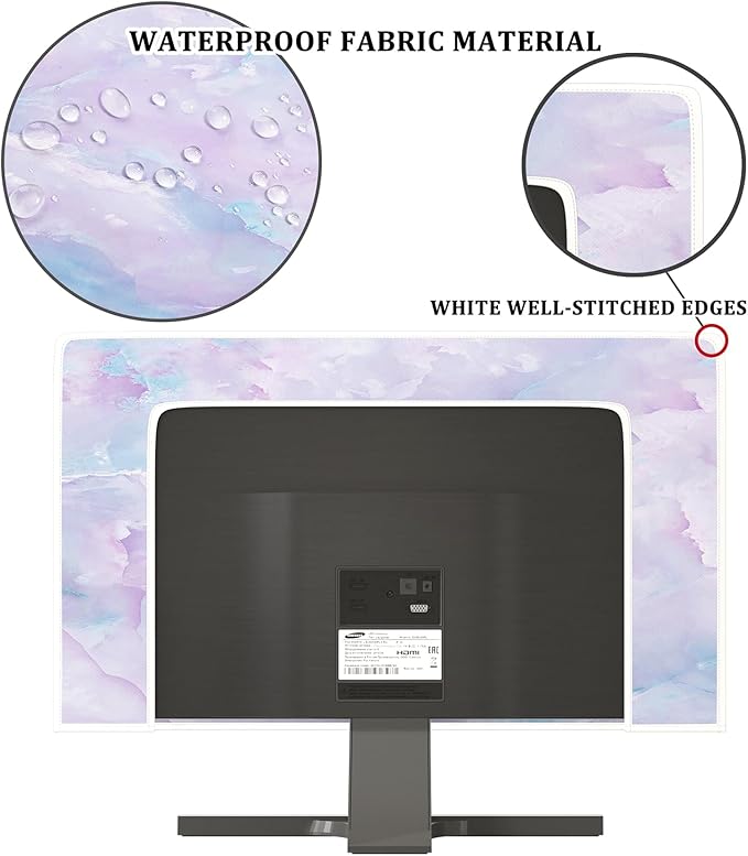 Baocicco Violet Marble Waterproof 32 Inch Anti-Static Dustproof LCD/LED/HD Abstract Creative Desigen Television Accessories Laptop TV LCD Screen Texture TV Decoration for LED LCD OLED TVs