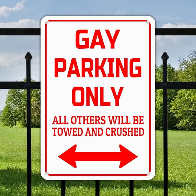 HBXNZ Gay Parking Only Sign Funny Gay Plaque Garage Bar Wall Decor Home Decor Art Tin Sign Indoor & Outdoor Use 8X12 Inches