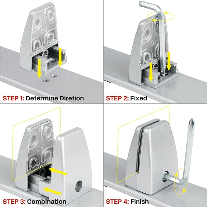 4 Packs Sneeze Guard Clamp Bracket, Sneeze Guard Shield Base for Countertop, Stick On Heavy Duty Aluminum Partition Guard Clip, Panel Support Clamp Stand for Clear Acrylic Desktop Counter Reception