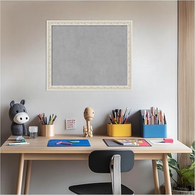 Amanti Art Silver Framed Magnetic Board 18x22 Small Vision Board for use with Magnets, 100% Metal Sheet to Display Items as Office Decor or for Home Organization in mudroom, Kitchen or Kids Room