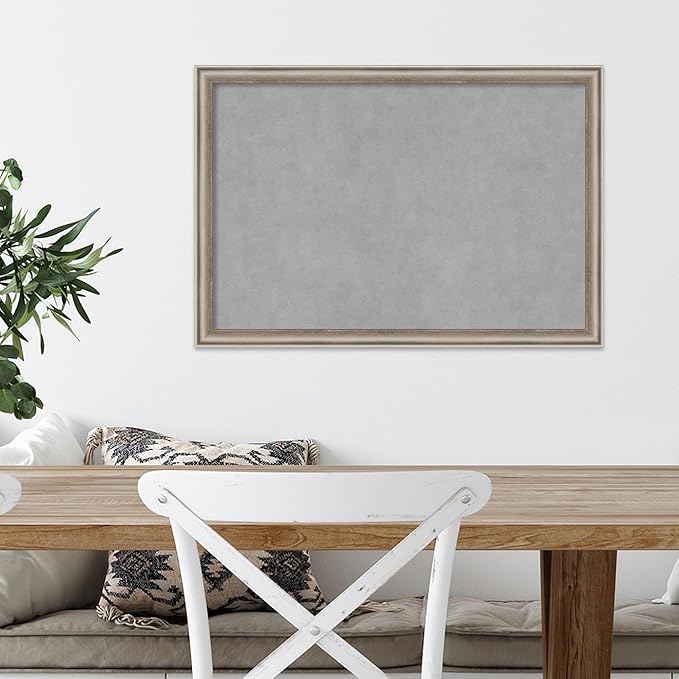Amanti Art Silver Framed Magnetic Board 18x26 Medium Vision Board for use with Magnets, 100% Metal Sheet to Display Items as Office Decor or for Home Organization in mudroom, Kitchen or Kids Room