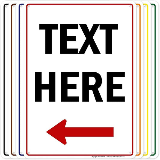 Custom Arrow,Custom Directional Sign, Left Arrow,10x14 Inches, 55 mil thick HDPE (high density polyethylene), Made in USA by My Sign Center