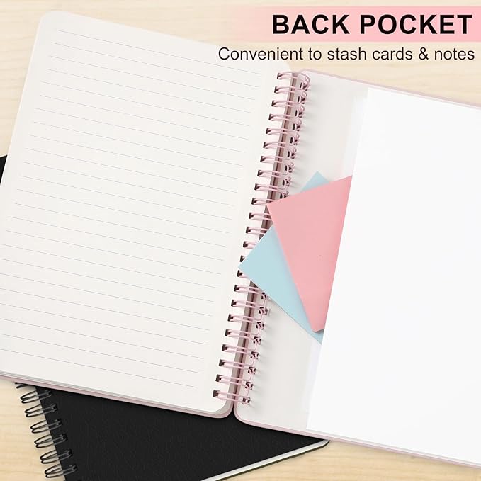Lined Spiral Journal Notebook, A4 Spiral Notebook, 8.5''×11'' 100GSM Thick Paper Spiral Bound Journaling Notebooks for Work, School, Women, College Ruled Spiral Notebook for Note Business, Pink