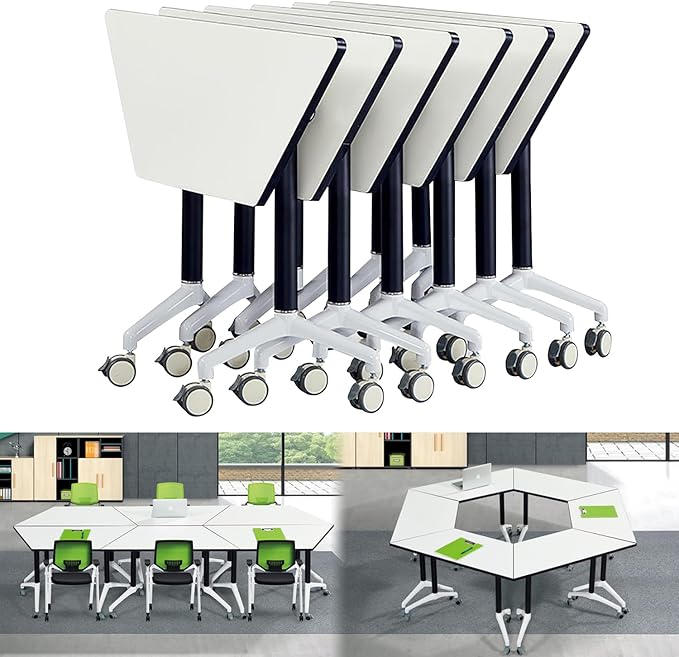 Foldable Conference Room Tables,Flip Top Mobile Training Table,Modern Meeting Table with Silent Wheels,Mobile Conference Tables,47.2 "x23.6 x 29.5 Meeting Room Tables for Office Training (8pack)