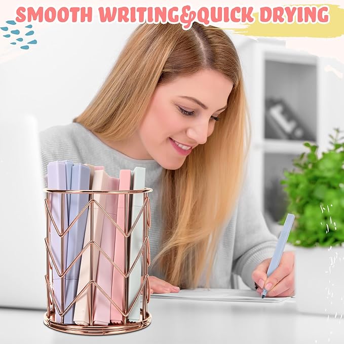 Marspark 120 Pcs Highlighters Bulk Chisel Tip Aesthetic 12 Assorted Colors No Bleed Cute Soft Color Marker Pens for Journal Planner Notes School Study Office Supplies