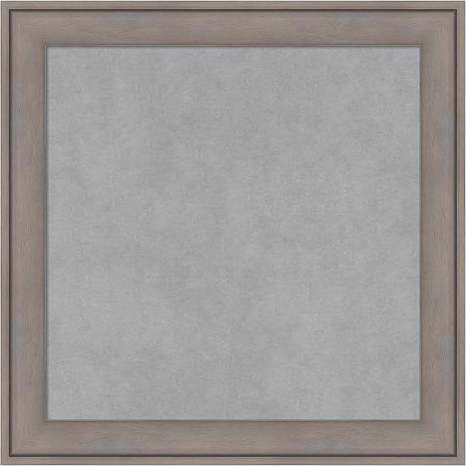 Amanti Art Grey Framed Magnetic Board 19x19 Small Vision Board for use with Magnets, 100% Metal Sheet to Display Items as Office Decor or for Home Organization in mudroom, Kitchen or Kids Room