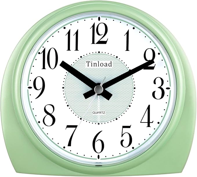 Tinload 5.5" Large Analog Alarm Clock Silent Non Ticking, Gentle Wake, Beep Sounds, Increasing Volume, Battery Operated Snooze and Manual Light, Easy Set